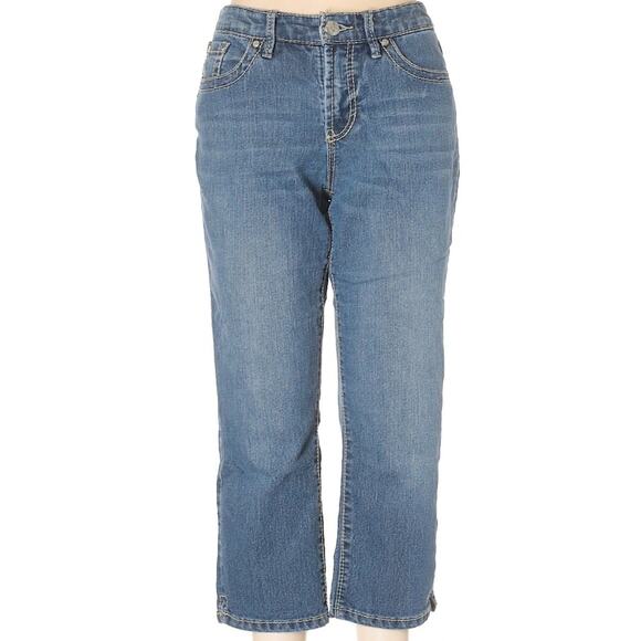 Nine West Cropped Straight Cut Blue Midrise Denim Jeans Size 8 - Picture 8 of 9